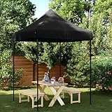 Qnhdfrt Partyzelt Faltbar Pop Up Schwarz 200x200x306 cm Gartenpavillon mit Wasserdichtem Oxford Stoff und Stabilem Stahlgestell für Outdoor Events Grillpartys und Camping