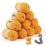Coopay Wolle zum Häkeln, 450g (10x45g) Weiches Häkelgarn, 5 Faiding Wolle zum Stricken, Babywolle zum Häkeln für Anfänger, Super Weich Häkelgarn Babywolle für Häkel- und Strickprojekt - Gelbwurz