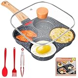 Gimars Spiegeleipfanne mit Deckel, 4 Loch Pancake Pfanne, Aluminium-Antihaft Bratpfanne für Induktionsherd & Gasherd, Frühstückspfanne für Omeletts, Frikadellen, Pfannkuchen