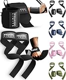 Handgelenk Bandagen Gym + Zughilfen Krafttraining (2er Set) – Lifting Straps & Wrist Wraps – Zughilfe & Griffhilfen für Bodybuilding & Kraftsport – Fitness Zubehör für Frauen & Herren