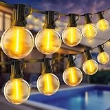 Lichterkette Außen LED Strom Beleuchtung - 100ft Aussen 30m Outdoor String Lights Lichterketten Glühbirnen IP44 für Garden Pavillon mit G40 Wetterfest Glühbirne Balkon Terrasse Party