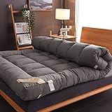 Volle Größe Futon-Matratze Bodenmatratzen Japanische Tatami-Matte Schlafkissen Twin Full Queen King Size Bett mit rutschfesten Trägern,zusammenklappbar weich Schlafkissen,Grau,Full