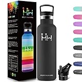 HoneyHolly Thermosflasche, 500ML BPA-Frei, Trinkflasche Edelstahl, Auslaufsichere Isolierflasche Doppelwandig, Wasserflasche Edelstahl, Thermoskanne, mit Strohhalm, Trinkflasche Kohlensäure Geeignet