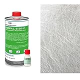 DD Composite Polyesterharz 1kg plus 1m² Glasfasermatte 300g/m² 20g MEKP-Härter styrolfreies Laminierharz Reparaturharz für Hobby und Handwerk