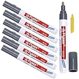 Atuful 6 Stück Fugenstift Fugenmörtel Fliesen Stift Fugen Reparatur Marker mit Ersatzspitze für Fliesen Wand (Hellgrau)