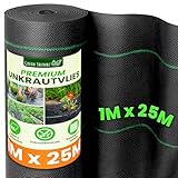 Green Thumbz Unkrautvlies Extra Stark - 1x25 m Unkrautvlies 100g/m2 - Optimales Gartenvlies, Hochbeet Folie, Unkrautfolie, Sandkastenvlies & Bodenschutzvlies zur Unkrautbekämpfung - Wasserdurchlässig