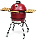 Kamado Joe - Klassisch Joe I 18-Zoll-Holzkohlegrill in Rot mit Wagen, Seitenablagen, Grillzange und Aschenbecher