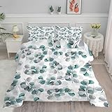 Syhi Qlty Bettdecke 200x200cm 4 Jahreszeiten Blätter Bettdecke 200x200 Ganzjahresdecke, Filialen Grüne Blume Steppdecke Bettdecken, Waschbar Gesteppte Duvet Schlafdecke mit 2 Kissenbezug 80x80cm BK84