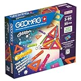 Geomag, Recycled Glitter, Magnetische Konstruktionen mit Glitzereffekt, Bunte und Glitzernde Magnetstäbe, 35-teilige Packung, 100% Recycling-Kunststoff