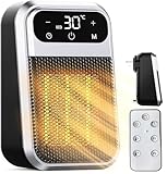 ZUSKYZU Steckdosen Heizlüfter mit Fernbedienung,Mini Keramik Heizlüfter Bad Energiesparend Leise Heizung 800W Heizstrahler mit 12h Timer Thermostat Überhitzungsschutz für Schlafzimmer