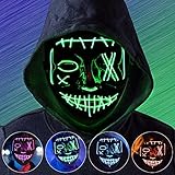 Molbory Halloween Maske, LED Purge Maske im Dunkeln Leuchtend, Halloween Purge Maske 3 Beleuchtungsmodi für Kostümspiele Cosplays Feste und Partys