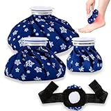 Eisbeutel für Verletzungen Kalt Warm Kompresse, Tragen Sie Einen Klettverschluss-Fixiergurt, Kühlbeutel Set Wiederverwendbar, Wärme-und Kältetherapie und Schmerzlinderung(6'/9'/11')- 4er-Pack,3 Größen