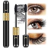 Mascara Wasserfest Schwarz - Silk Fiber Eyelash Mascara Wimperntusche Extra Long Thick & Voluminous Lash Mascara Wischfest Und Nicht Verklumpend für Make up Schminke,9 ml