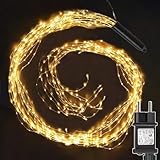 yowin Wasserfall Lichterkette 2M 200 LED Lichterschweif mit Strom, Timer, 8 Modi Lichterstrang Wasserdicht Lichterbündel für Baum Gießkanne Garten Pflanzen Balkon Innen Außen Deko - Warmweiß