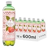 VIWA VITAMIN WATER Schwarzer Eistee, erfrischendes Getränk, Nullzucker mit Vitaminen und Mineralien, Pfirsichgeschmack, 600 ml, 12 Stück, Black Tea