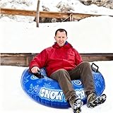 Aufblasbarer Schlitten Schnee Röhre 90 cm Aufblasbarer PVC Schneeschlauch Aufblasbarer Skischlauch für Erwachsene Blauer aufblasbarer Skiring mit Griffen Wintersportspiele im Freien Skifahren Rodeln