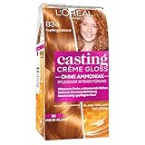 L'Oréal Paris Coloration ohne Ammoniak und Silikone, Pflegende Intensivtönung mit Glanz-Reflex-Balsam, Casting Crème Gloss Haarfarbe, Nr. 834 Kupfergoldblond, 1 Stück