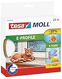 tesa tesamoll E-Profil Gummidichtung - Selbstklebende Dichtung zum Isolieren von Spalten an Fenstern und Türen - Weiß - 25 m x 9 mm x 4 mm