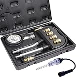 WiMas Kompressionsprüfer Benzin Kompressionsmessgerät Kompressionstester, Motor Kompression Zylinder Kompressionsmesser Kompressionstest mit Zündkerzentester (Schwarz)