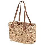 SIDCO Einkaufstasche Shopper Korbtasche Wasserhyazinthe Einkaufskorb Strohtasche Natur