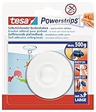 tesa Powerstrips Deckenhaken - Selbstklebender, drehbarer Haken in Weiß zum Aufhängen von Decken-Dekoration - Mit tesa Powerstrips Large - Bis zu 500 g Halteleistung