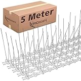 Taubenabwehr Vogelabwehr 5 Meter 2 - reihig EDELSTAHL A2 Taubenspikes UV-Beständig & rostfrei für Balkon Dach Fenster oder Sichtschutz Spikes gegen Tauben oder Katzen Abwehr Vogelschutz Vogelschreck