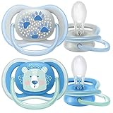 Philips Avent Ultra Air Schnuller, BPA-freier Schnuller für Babys von 6 bis 18 Monaten, Bärenmuster (Modell SCF085/03)