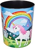 Läufer 26664 Papierkorb Einhorn, 13 Liter Mülleimer, perfekt für das Kinderzimmer, rund, stabiler Kunststoff, Abfalleimer für Kinder