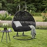 HOME DELUXE - Hängesessel Twin - Schwarz, Höhe 195 cm -...