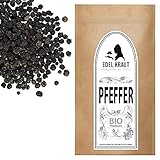 Pfeffer schwarz ganz BIO 500g | EDEL KRAUT - 100% naturreine schwarze Pfefferkörner - Premium SCHWARZER PFEFFER ganz frei von jeglichen Zusatzstoffen - Pfeffer für Mühle - black pepper