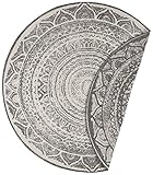 NORTHRUGS In- und Outdoor Teppich Siruma Rund ⌀200cm - Wendeteppich Wetterfest Orientalisches Vintage Design Läufer für Balkon Terrasse Garten Wintergarten Wohnzimmerteppich Wasserfest in Grau Creme
