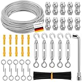 DYDHRER 30M 3mm Drahtseil Kit,304 Edelstahl Seilspanner Spannschloss,Stahlseil Ummantelt,Drahtseil mit Ösen Seilspanngarnitur,edelstahlseil für Wäscheleine, Gardinenseil,Kletterpflanzen