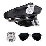 Widmann 95719 - Verkleidungsset Polizist, Hut, Brille und Dienstmarke, Mottoparty, Karneval