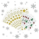 HAOMEEDUO 10 Stk Weihnachten Glitzer Sticker Stern Aufkleber Selbstklebend Weihnachtsbaum Sticker Weihnachtsaufkleber glitzersterne zum aufkleben Weihnachtsdeko für Geschenk Verpackung Bastelarbeiten