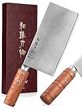 HEZHEN YM3L-Serie, Chinesisches Küchenmesser,180mm-Gemüse Fleischbeil Hackmesser,Scharfes Metzger Kochmesser,X9Cr18MoV-Verbundstahl,Fulltang,Padauk-Holzgriff,Mit Geschenkbox