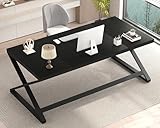 Mudmasa Schreibtisch Schwarz, 180 x 80 cm Großer Computertisch Kreativtisch, Modern Holz Bürotisch Konferenztisch Metall für Home Office, Schlafzimmer, Wohnzimmer