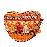 Fransen Geflochtene Design Gürteltaschen Frauen Bunte Gewellte Gestreifte Leinwand Gürteltaschen Mode Umhängetaschen Damen mit Fransen Boho Tasche Crossbody Tasche Stickerei (1B-Yellow, One Size)