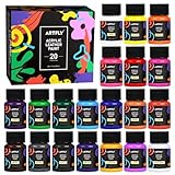 ARTFLY Acryl-Lederfarben-Set mit 20 Farben, 30 ml pro Pigment, keine Risse oder Abblättern, sicher und ungiftig, 213 ml, perfekt für Leder, Stoff, Leinwand