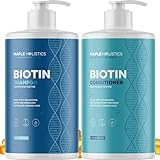 Feuchtigkeitsspendendes Biotin Shampoo und Spülung – Sulfatfrei für dünner werdendes Haar und trockene Kopfhaut – Volumenspendend mit Argan-Teebaum, Rosmarin und Kokosöl – 739 ml