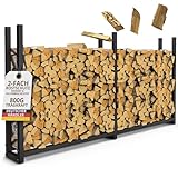 Kaminholzregal aussen VERZINKT ohne Dach 223x25x115 ohne Abdeckplane 800kg Brennholz Feuerholzregal Stapelhilfe Metall Kaminholzunterstand Abdeckung Brennholzregal außen Garten (Vierkant)