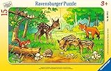 Ravensburger Kinderpuzzle - 06376 Tierkinder des Waldes - Rahmenpuzzle für Kinder ab 3 Jahren, mit 15 Teilen