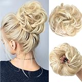 KEYRI 1 Päckchen Dutt Haarteil Mit Gummiband Groß Dutt Haarteil Einfach zu Bedienen Haarverlängerung Messy Bun Hair Piece für Damen Mädchen Pferdeschwanz (Schmutziges Blond)