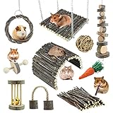 Hamster Spielzeug Ratte Spielzeug Chinchilla Spielzeug Hamster Kauspielzeug Käfig Zubehör Apple Holz Sticks Leiter Bell Roller für Gerbil Meerschweinchen und andere Kleintiere