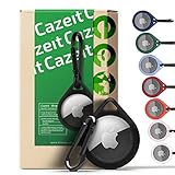 Cazeit® AirTag Silikon Anhänger Schutzhülle + kostenlosen Karabiner | Ultra Leichte AirTag Hülle Schlichtes Design, Robust & Matt | Nachhaltig in Deutschland handverpackt [Night Black]