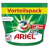 Ariel Waschmittel PODS All-in-1, Universal+ Waschmittel, 60 Waschladungen, Fleck-Weg-Power Beim 1. Waschen