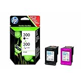 HP 300 original Tintenpatrone CN637EE schwarz und dreifarbig Standardkapazität 2 x 4ml schwarz: 200 Seiten Farbe: 165 Seiten 2er-Pack