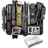 Survival Kit 13 in 1, Professionelles Notfall Survival Kit mit Klappmesser, Taschenlampe, Survival Ausrüstung für Outdoor Camping, Abenteuer, Wandern, Jagen, Angeln, Männer, Väter