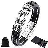 Sugeru® Armband Herren mit Gravur - Ich Liebe Dich,Personalisierte geschenke männer mit Grußkarte & Box | Edelstahl Wasserdicht Lederarmband herren für Geburtstag,Vatertag,Jahrestag,Valentinstag(Ⅱ)