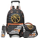 HTgroce Rucksäcke Trolley Jungen, Trolley Rucksack mit Lunchtasche Federmäppchen Schultaschen Sets 3 klasse