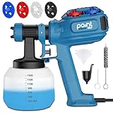 Farbsprühsystem, Farbsprühgerät mit 1500ml Farbbehälter, 850W HVLP Elektrische Farbsprühpistole mit 1,6m Kabel, 4 Düsen & 3 Muster für Möbel, Zäune, Schuppen, Innen- und Außenanwendung